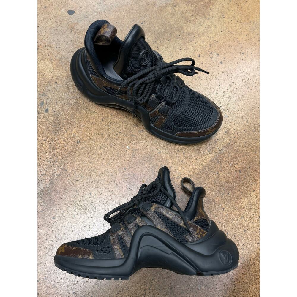 LOUIS VUITTON LV Sz. 38 Black Archlight Sneaker Monogram Lace Up Chunky Shoes - Picture 2 of 12